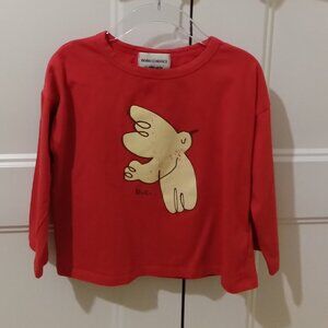 Bobo choses red tshirt with bird long sleeve kids size 2-3 years  98-cm